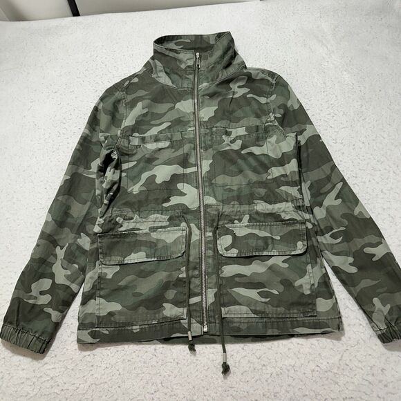 Old Navy Women's Small Full Zip Military Jacket Green Camouflage Patterned - Picture 1 of 12